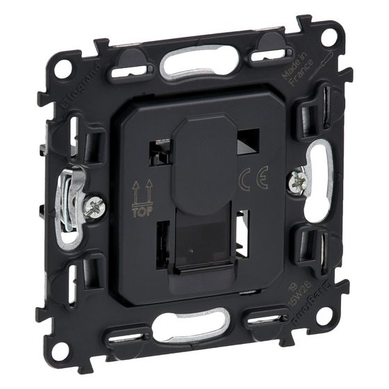 Legrand Datendose Valena In'Matic 1xRJ45 Kat. 6A STP, Unterputz, 74,7x74,7x35,4mm, Schwarz, 753048