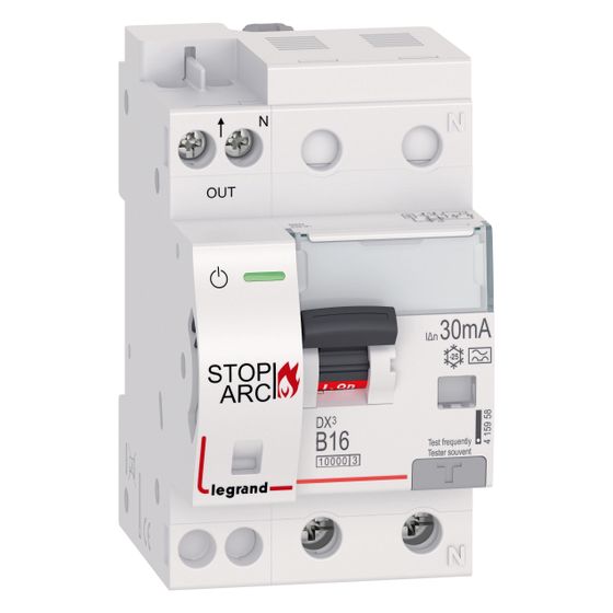 Legrand Brandschutzschalter DX3 STOP ARC, B16A, 1P+NR, 10kA, 30mA, Typ A, 3TE, Grau, 415958