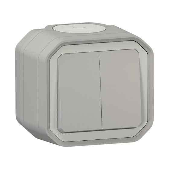 Legrand Serienschalter Plexo, 10A, IP55, Aufputz, Grau, 069714L