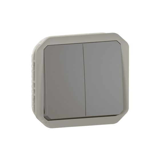 Legrand Doppelwechselschalter Plexo New 069805L, 10A, 250V, IP55, Kunststoff, Anthrazit, 70,5x70,5x46,3mm