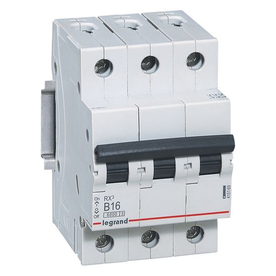 Legrand Leitungsschutzschalter RX3 B 16A, 3-polig, 6kA, 400V, 3TE, Grau