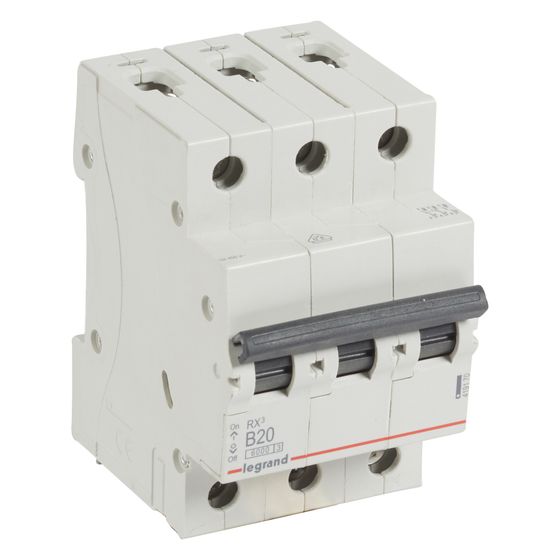 Legrand Leitungsschutzschalter RX3 B 20A, 3-polig, 6kA, 400V, 3TE, Grau