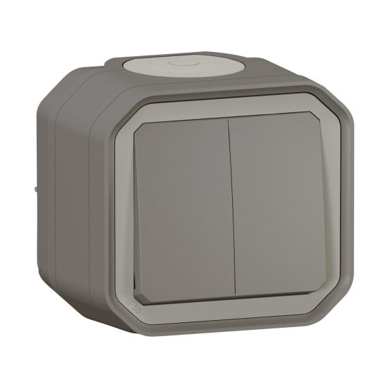 Legrand Doppelwechselschalter Plexo New 069775L, 10A, 250V, IP55, IK08, Thermoplast, Anthrazit