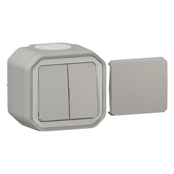 Legrand Multifunktionsschalter Plexo New, 10A, IP55, IK08, Kunststoff, Grau, 069719L