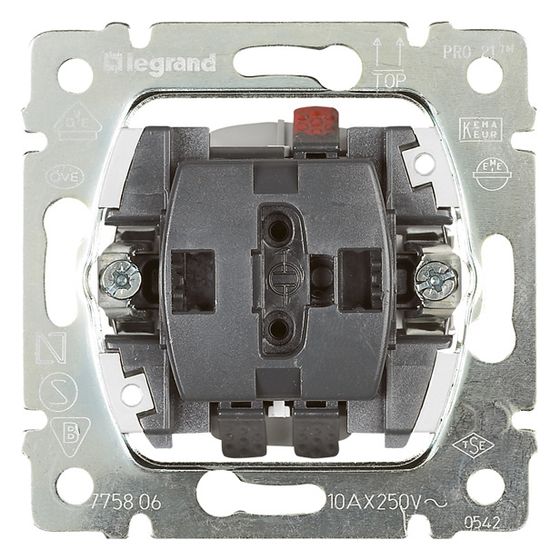 Legrand Wippschalter-Einsatz Universal Aus-/Wechsel 1-polig, 10A, 250V, 71x71x32,5mm, 775806