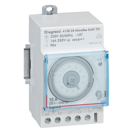 Legrand Tagesschaltuhr MicroRex T31 Su/Wi, 230V, 16A, 3 TE, Grau