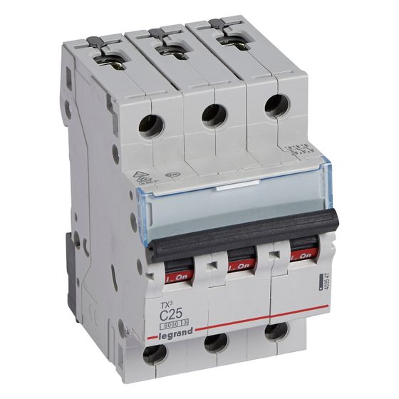 Legrand Leitungsschutzschalter TX3 C 25A, 3-polig, 6kA, 3TE, Grau, 403547