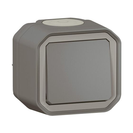 Legrand Feuchtraum-Aufputz-Taster Plexo New, 10 A, 250 V, IP55, IK08, Steckklemme, Anthrazit, 069790L