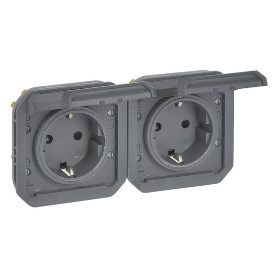 Legrand Schutzkontakt-Steckdose Plexo New, 2-fach, IP44, IK08, Anthrazit, 069879L