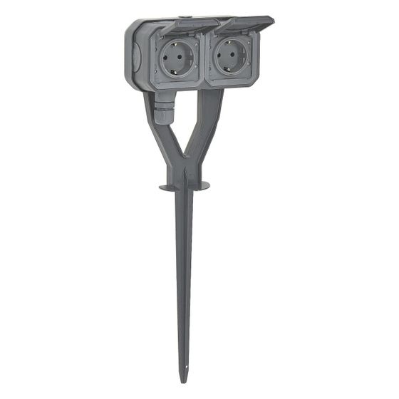 Legrand Gartenpfahl-Steckdose Plexo New, 2fach, IP44, IK08, anthrazit, 069759L