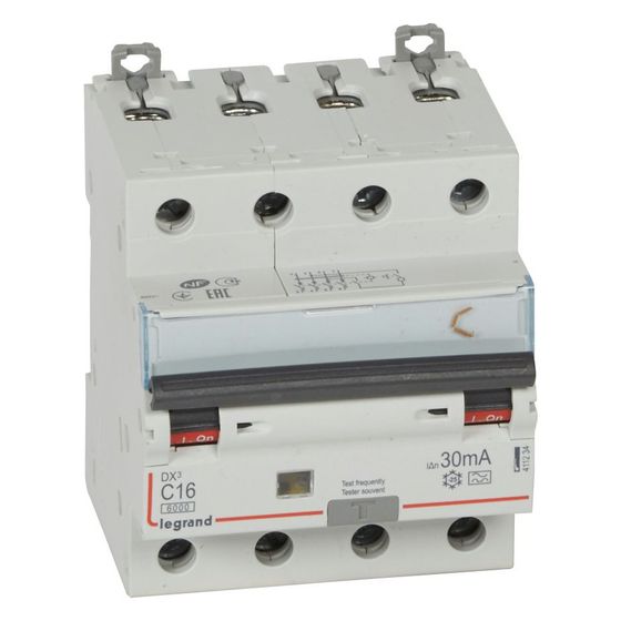 Legrand FI/LS-Schalter DX3 C 16A, 4-polig, 6kA, 30mA, Typ A, 400V, 4TE, 411234