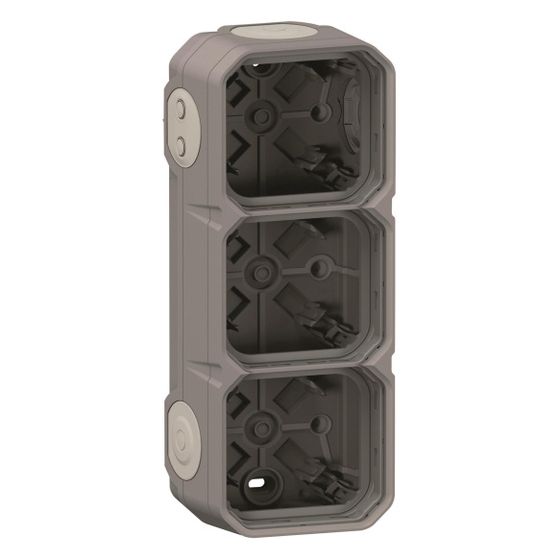 Legrand Aufputzgehäuse Plexo New 3-fach, 82x226x57mm, IP44, Kunststoff, Grau, 069680L