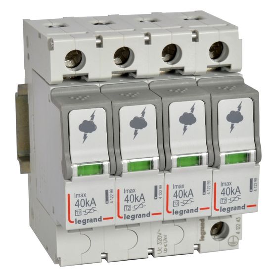 Legrand Überspannungsableiter Typ 2 4+0, 230/400V, 40kA, 4 TE, IP20, 412243