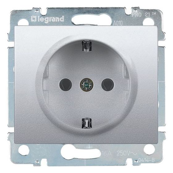 Legrand Steckdose Galea soft, mit erhöhtem Berührungsschutz, 16A, 250V, Unterputz, Kunststoff, Aluminium, 771363