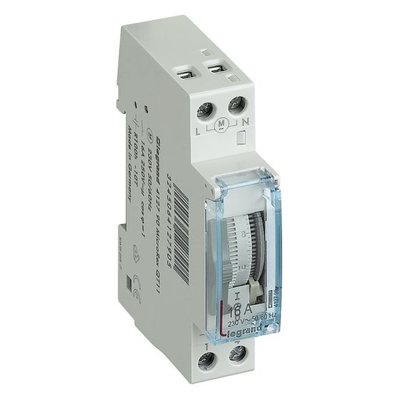 Legrand Tageszeitschaltuhr MicroRex QT11, 1 Kanal, 16A, 1TE, 83x17,5x60mm, Grau, 412790