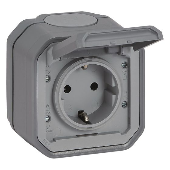 Legrand Schutzkontakt-Steckdose Plexo New, IP44, IK08, Grau, 069730L