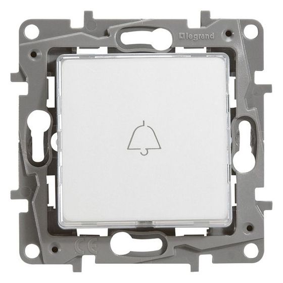 Legrand Taster Niloe, beleuchtet, mit Beschriftungsfeld, Unterputz, 250V, 6A, Kunststoff, Ultraweiß, 664515