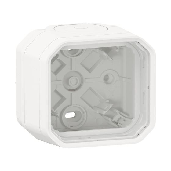 Legrand Aufputzgehäuse Plexo New 1fach, IP44, 82x85x57mm, Thermoplast, Ultraweiß, 069689L