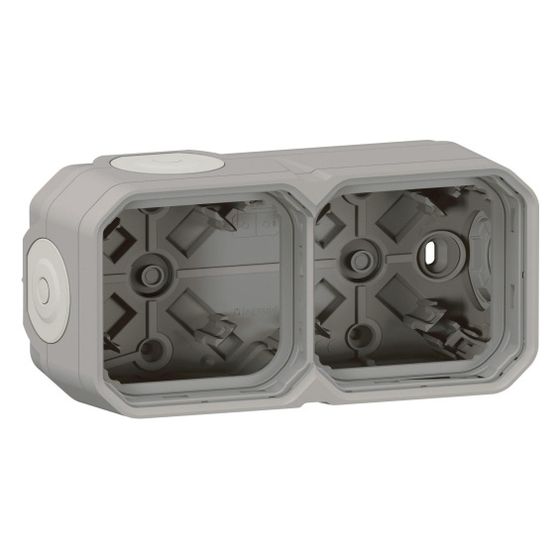 Legrand Aufputz-Gehäuse Plexo New 2-fach, 82x155x57mm, IP44, Thermoplast, Grau, 069672L