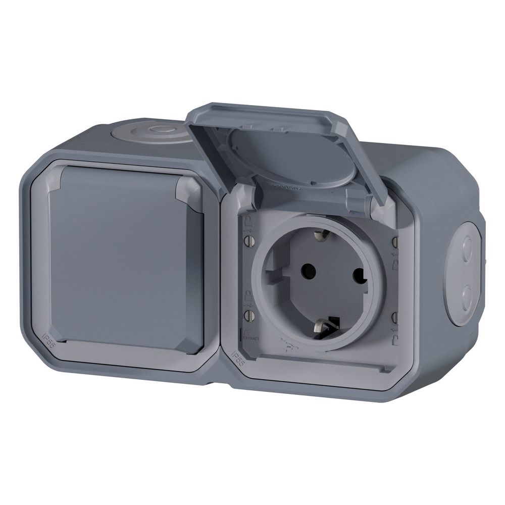 Legrand Schutzkontakt-Steckdose Plexo New 069742L, 2-fach, IP44, IK08, Grau... LEGRAND-069742L 3414971882232 (Abb. 5)