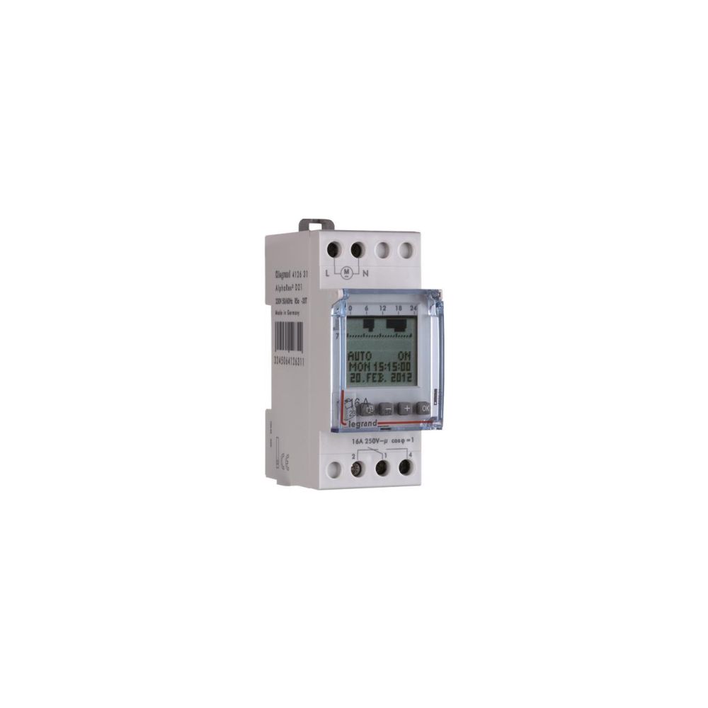 Legrand Wochenzeitschaltuhr AlphaRex³ D21, 1-Kanal, 2TE, 230V, 56 Speicherplätze, DIN-S... LEGRAND-412631 3245064126311 (Abb. 2)
