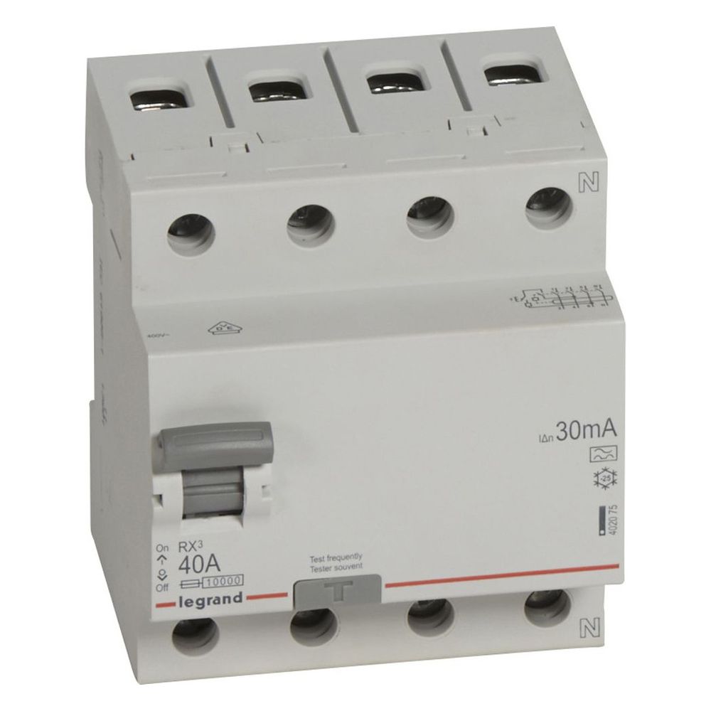 Legrand Fehlerstromschutzschalter RX3, 40A, 4-polig, 30mA, Typ A, 400V, 4TE, Grau, 4020... LEGRAND-402075 3245064020756 (Abb. 3)