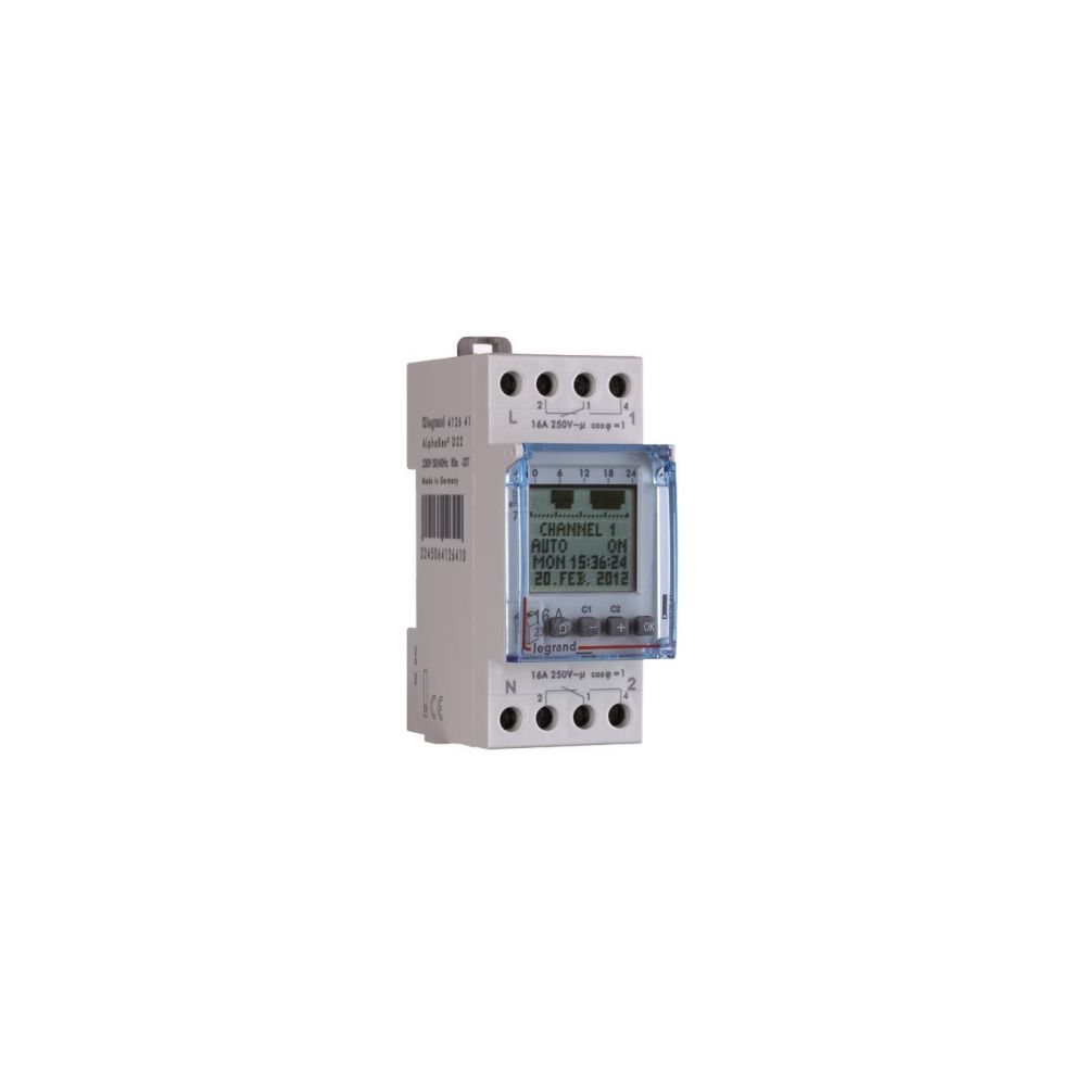 Legrand Wochenzeitschaltuhr AlphaRex³ D22, 2-Kanal, 2TE, 230V, 56 Speicherplätze, DIN-S... LEGRAND-412641 3245064126410 (Abb. 2)