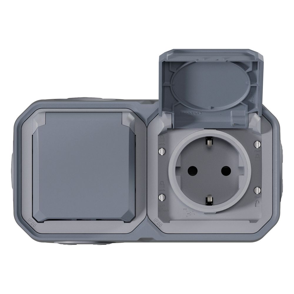 Legrand Schutzkontakt-Steckdose Plexo New 069742L, 2-fach, IP44, IK08, Grau... LEGRAND-069742L 3414971882232 (Abb. 6)