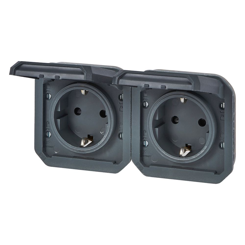 Legrand Schutzkontakt-Steckdose Plexo New, 2-fach, IP44, IK08, Anthrazit, 069879L... LEGRAND-069879L 3414971884311 (Abb. 6)