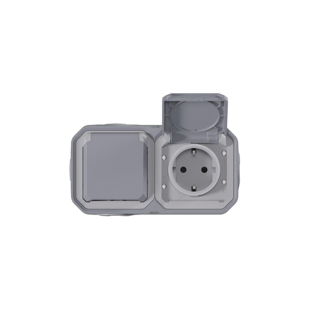 Legrand Schutzkontakt-Steckdose Plexo New 069742L, 2-fach, IP44, IK08, Grau... LEGRAND-069742L 3414971882232 (Abb. 2)