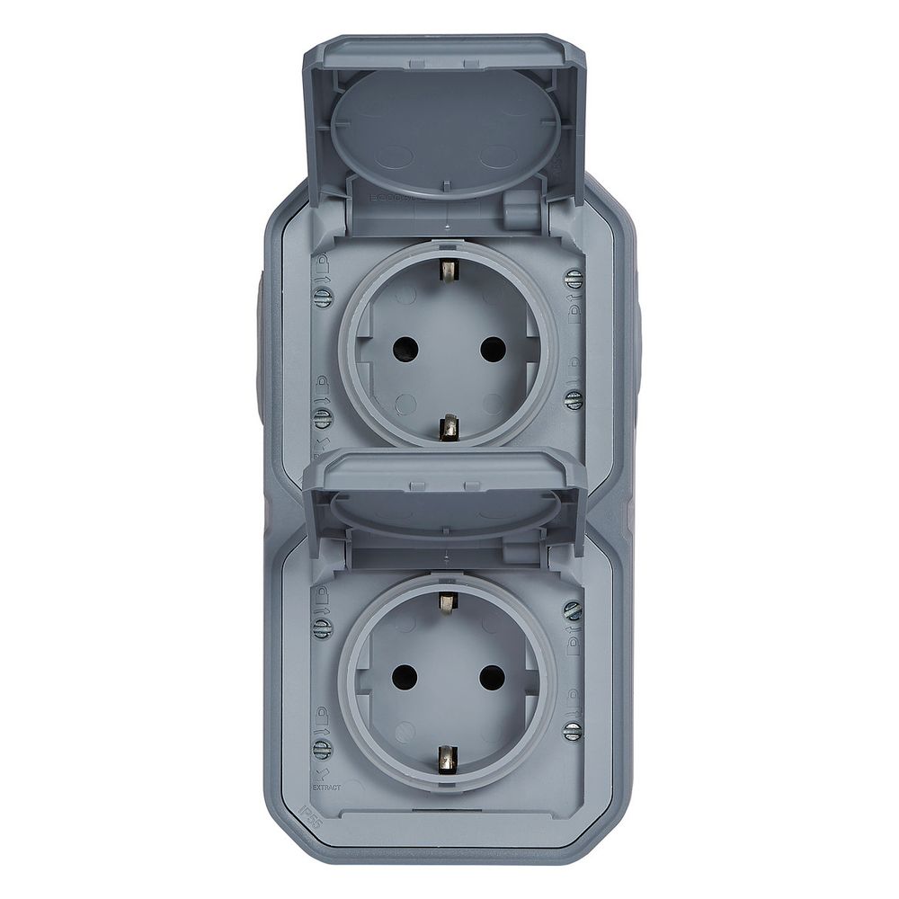 Legrand Feuchtraum-Aufputz-Steckdose Plexo New, 2-fach, IP44, IK08, Grau, 069744L... LEGRAND-069744L 3414971882294 (Abb. 9)