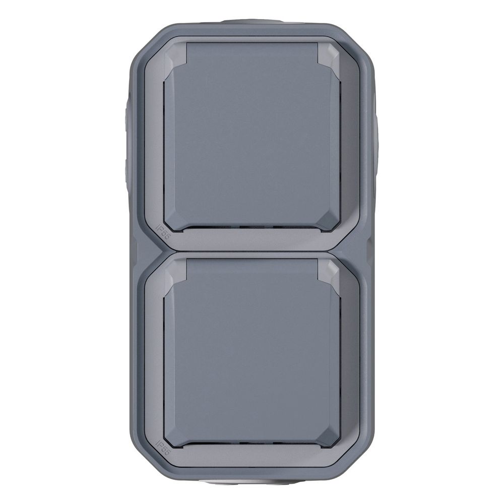 Legrand Feuchtraum-Aufputz-Steckdose Plexo New, 2-fach, IP44, IK08, Grau, 069744L... LEGRAND-069744L 3414971882294 (Abb. 12)