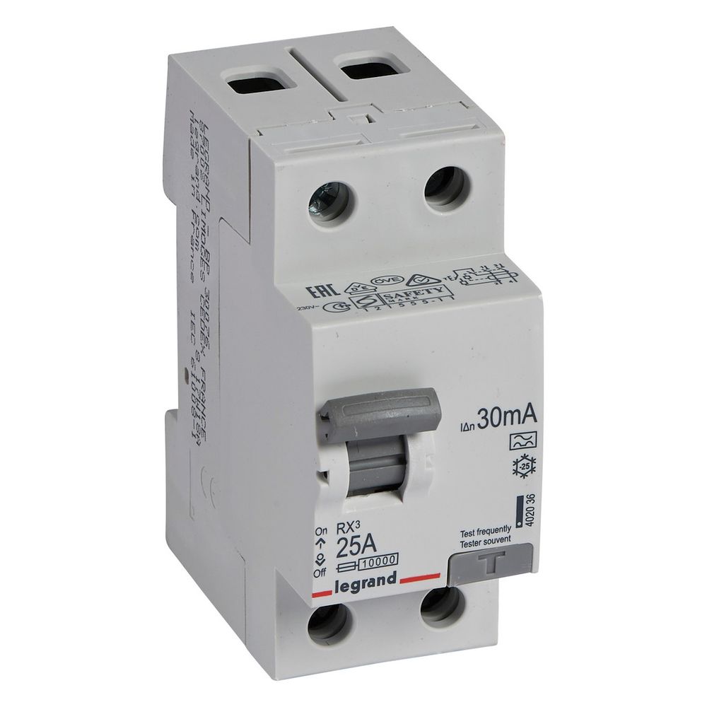 Legrand Fehlerstromschutzschalter RX3, 25A, 2-polig, 30mA, Typ A, 230V, 2TE, Grau... LEGRAND-402036 3245064020367 (Abb. 3)