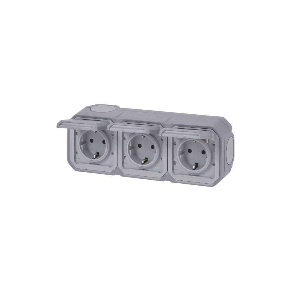 Legrand Feuchtraum-Aufputz-Steckdose Plexo New, 3-fach, IP44, IK08, Grau, 069743L... LEGRAND-069743L 3414971882263 (Abb. 3)