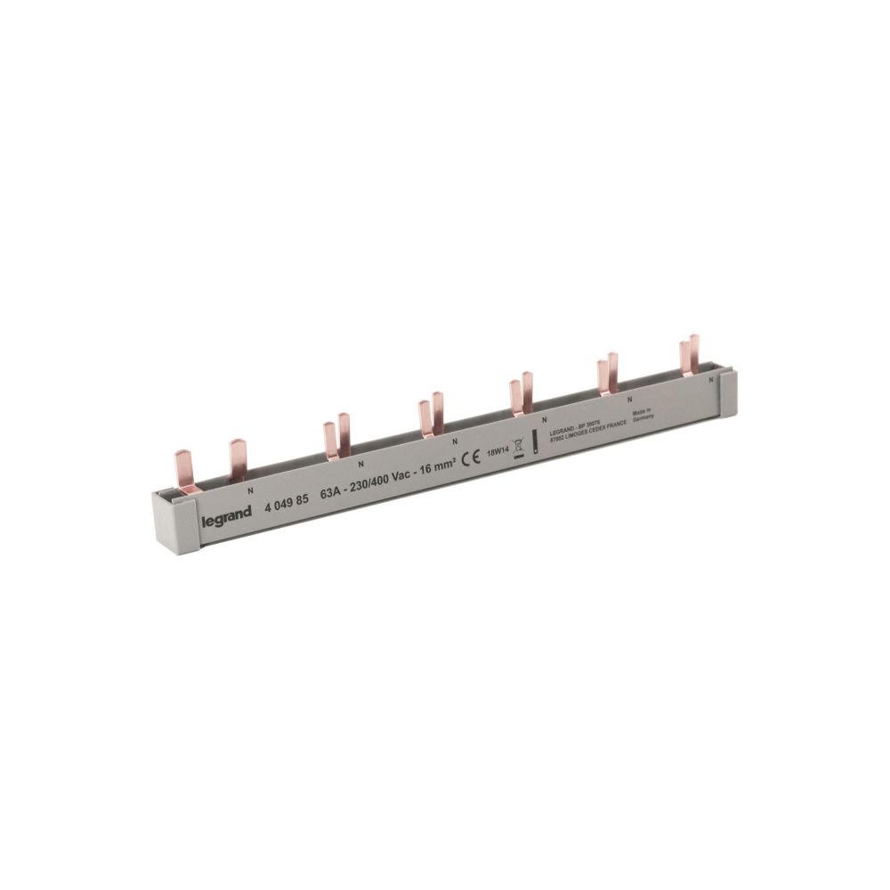 Legrand Stiftkammschiene Kombi, 2-polig, 12 TE, 16 mm2, 1P+N, 63 A, 227 mm, Grau... LEGRAND-404985 3414971429246 (Abb. 3)