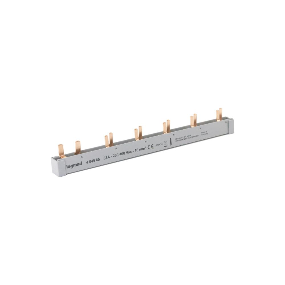 Legrand Stiftkammschiene Kombi, 2-polig, 12 TE, 16 mm2, 1P+N, 63 A, 227 mm, Grau... LEGRAND-404985 3414971429246 (Abb. 2)