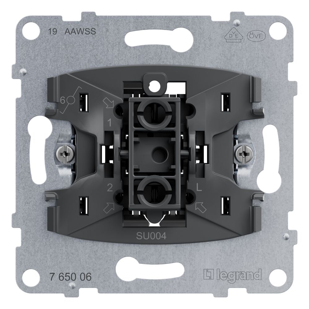 Legrand Wechselschalter SEANO, 10 AX, 250 V, Unterputz, Steckklemme, 72,9x72,9x40mm, Ku... LEGRAND-765006 3414972553193 (Abb. 2)