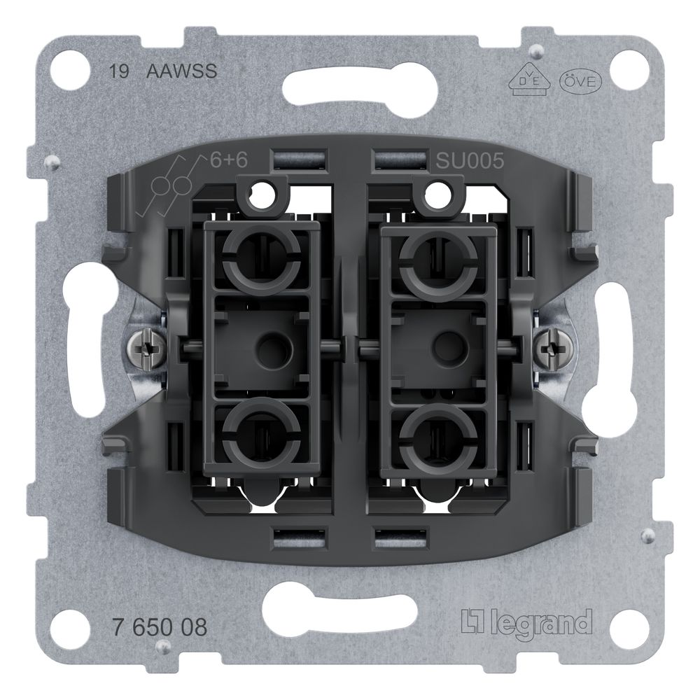 Legrand Doppelwechselschalter SEANO, 10AX, Steckklemmen, Unterputz, 72,9x72,9x40mm... LEGRAND-765008 3414972544665 (Abb. 2)