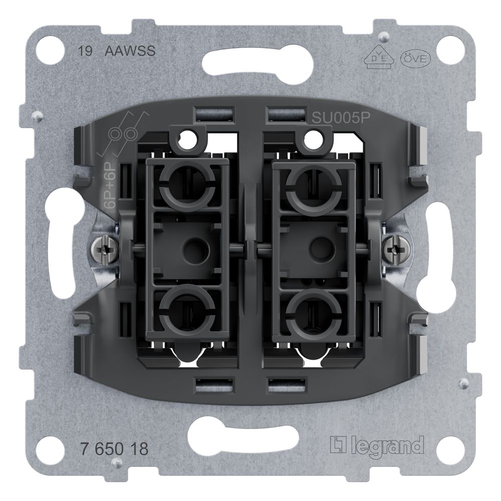 Legrand Doppeltaster SEANO, 10A, 250V, Steckklemme, Unterputz, 72,9x72,9x38,3mm, Kunsts... LEGRAND-765018 3414972544474 (Abb. 2)