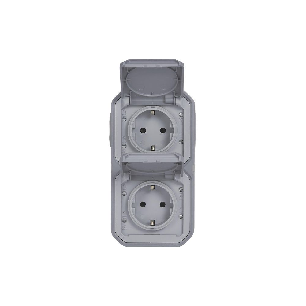 Legrand Feuchtraum-Aufputz-Steckdose Plexo New, 2-fach, IP44, IK08, Grau, 069744L... LEGRAND-069744L 3414971882294 (Abb. 2)