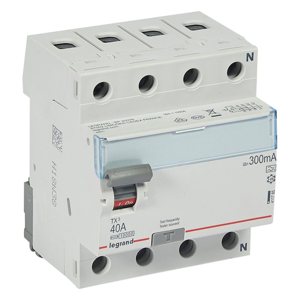 Legrand Fehlerstromschutzschalter TX3 40A 4-polig 300mA Typ A 400V, 4TE, Schraubklemme,... LEGRAND-411785 3414970353665 (Abb. 4)