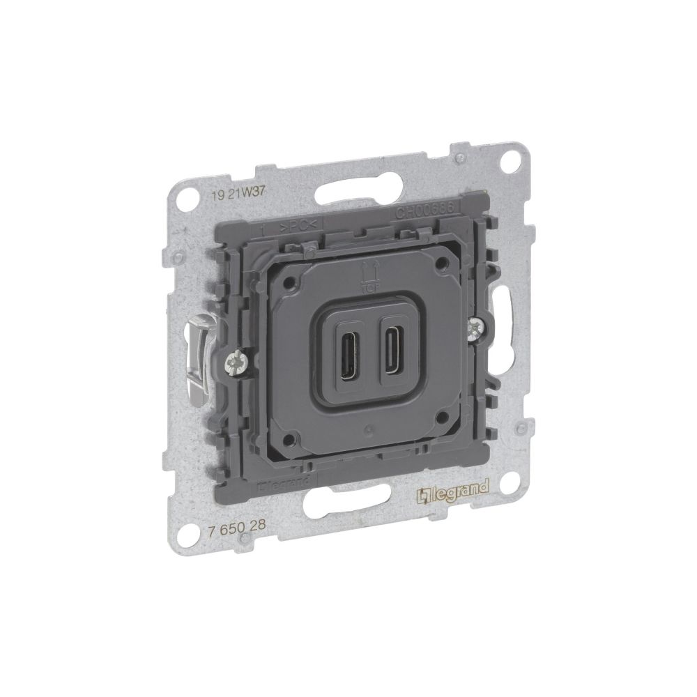 Legrand USB-Ladesteckdose SEANO 2-fach, 2x Typ C, 3.000 mA, Unterputz, Schwarz, 765028... LEGRAND-765028 3414972542500 (Abb. 2)