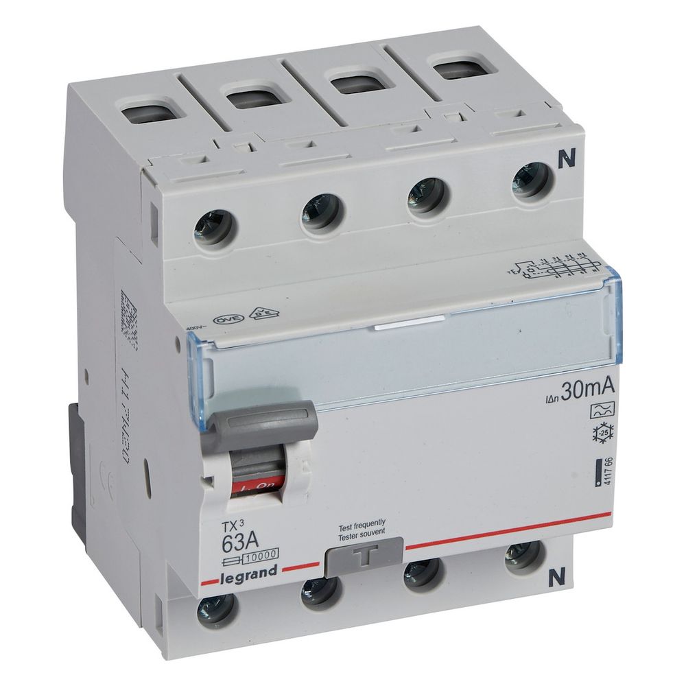 Legrand Fehlerstromschutzschalter TX3, 63A, 4-polig, 30mA, Typ A, 400V, 4TE, Grau, 4117... LEGRAND-411766 3414970353504 (Abb. 3)