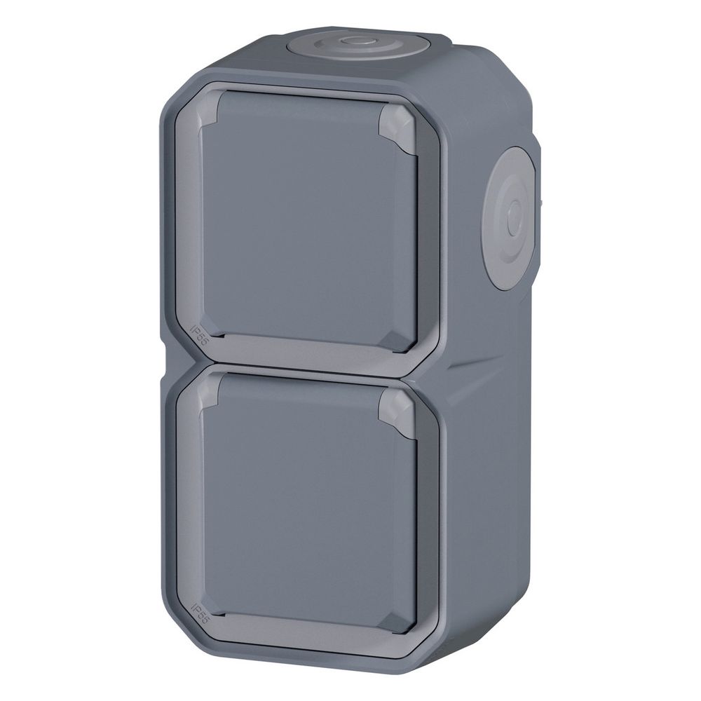 Legrand Feuchtraum-Aufputz-Steckdose Plexo New, 2-fach, IP44, IK08, Grau, 069744L... LEGRAND-069744L 3414971882294 (Abb. 8)