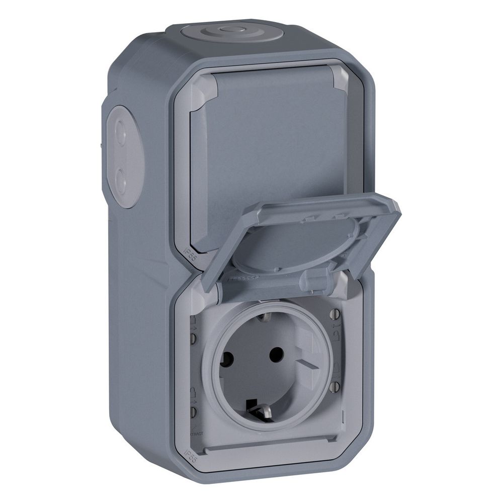 Legrand Feuchtraum-Aufputz-Steckdose Plexo New, 2-fach, IP44, IK08, Grau, 069744L... LEGRAND-069744L 3414971882294 (Abb. 7)