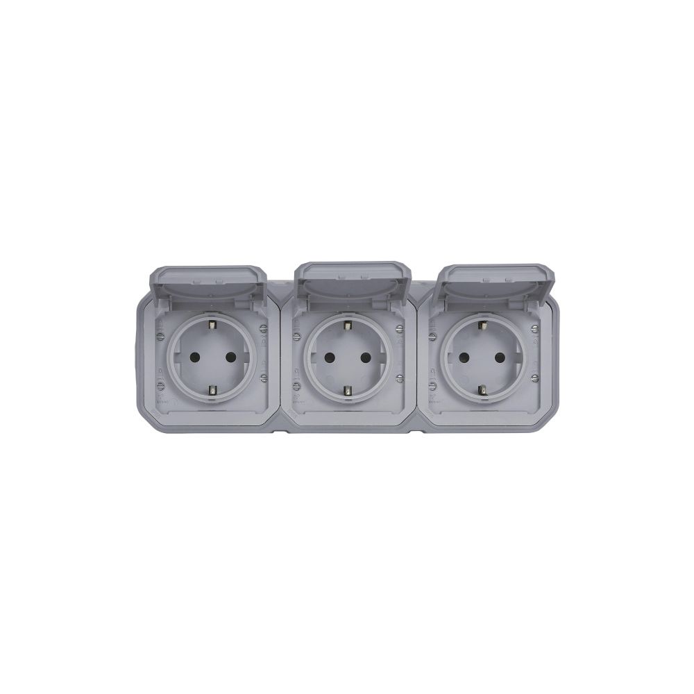 Legrand Feuchtraum-Aufputz-Steckdose Plexo New, 3-fach, IP44, IK08, Grau, 069743L... LEGRAND-069743L 3414971882263 (Abb. 2)