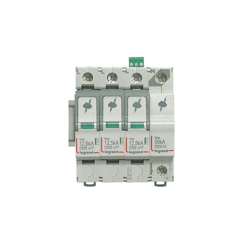 Legrand Kombiableiter Typ 1+2, 3+1 Schaltung, 400V, 12,5kA, 4 TE, mit Fernmeldekontakt,... LEGRAND-412277 3414970517500 (Abb. 2)