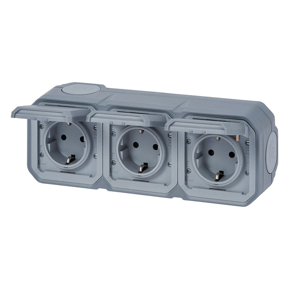Legrand Feuchtraum-Aufputz-Steckdose Plexo New, 3-fach, IP44, IK08, Grau, 069743L... LEGRAND-069743L 3414971882263 (Abb. 5)