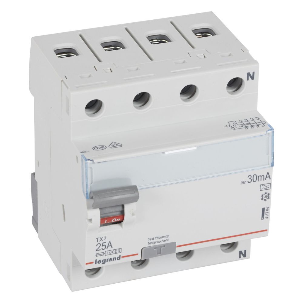 Legrand Fehlerstromschutzschalter TX3 25A, 4-polig, 30mA, Typ A, 400V, 4TE, Grau, 41176... LEGRAND-411764 3414970353467 (Abb. 3)