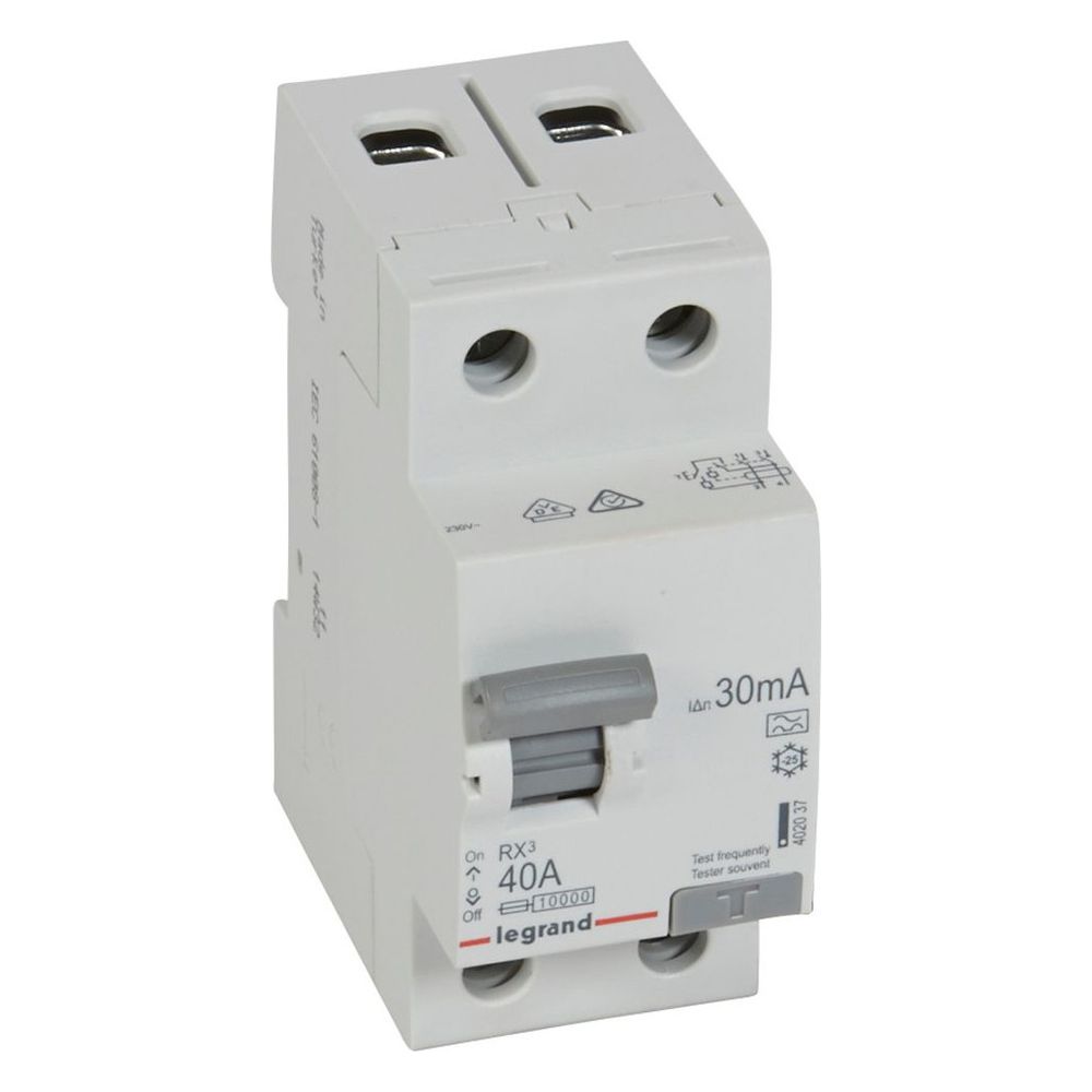 Legrand Fehlerstromschutzschalter RX3, 40A, 2-polig, 30mA, Typ A, 230V, 2TE, Grau... LEGRAND-402037 3245064020374 (Abb. 3)
